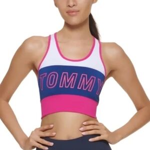 Tommy Hilfiger Women's Pink and‎ Navy Sports Bra Sz Medium
